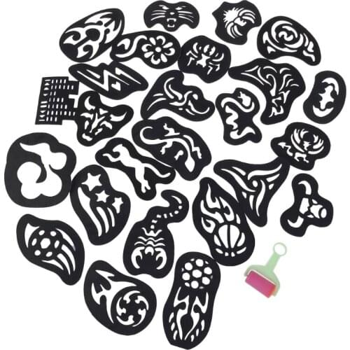 25PCS Hair Tattoo Template Hair Trimmer Carved Coloring Cool Hairstyling Tool