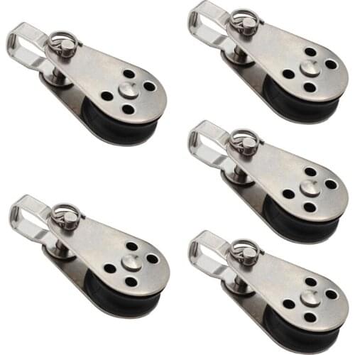 5pcs Stainless Steel Pulley Block Hanging Wire Towing Wheel Swivel Lifting Rope G88B