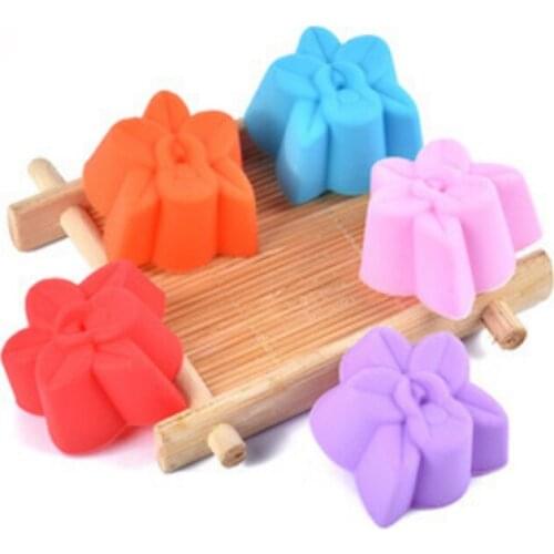 6pcs Embellishment Colorful Orchid Silicone Cupcake Liners Mold Muffin CupCake Bakeware Baking Pastry Tool Random Color