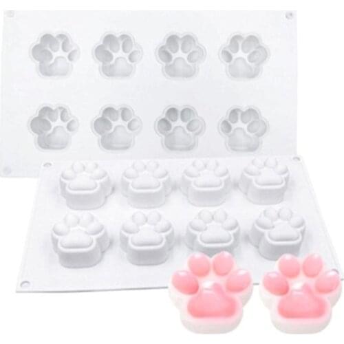 8 Cavity Dog Cat Paws Cake Mold 3D Silicone Molds for DIY Baking Dessert Mousse Kitchen Bakeware Tools Art Cake Form Tray Mould