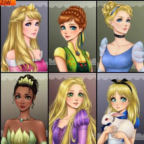 Diamond Embroidery Full Set Cute Girl Diamond Mosaic Cartoon Princess Diamond Painting Full Square Diamond-painting Kit Gift