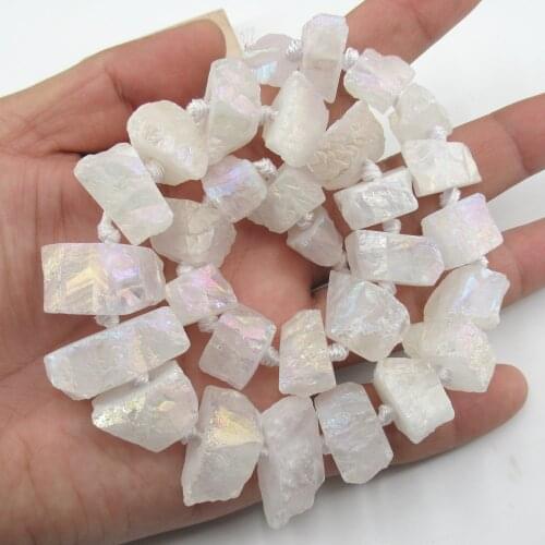 APDGG Natural Quartz Graduated Nugget Semi-precious Titanium Crystal Bead Strand 16" Jewelry Making DIY