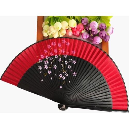 Auviderin High Quality Top Grade Bamboo Mini Flower Silk Fan Foldable Ventilador for Girls Gift