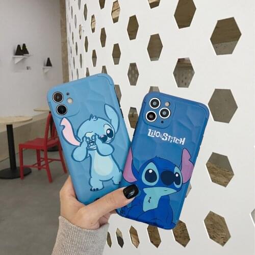 Disney Stitch IPhone Case for 8 7 Plus X XS Max XR 11 Pro Max Cartoon Stitch Phone Case Anti-fall Back Cover Children Toy Gift