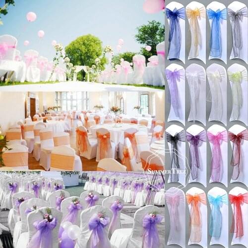 25pcs/pack 275cm Sheer Organza Chair Sashes Bow Cover Wedding party Xmas Birthday Shower Decoration