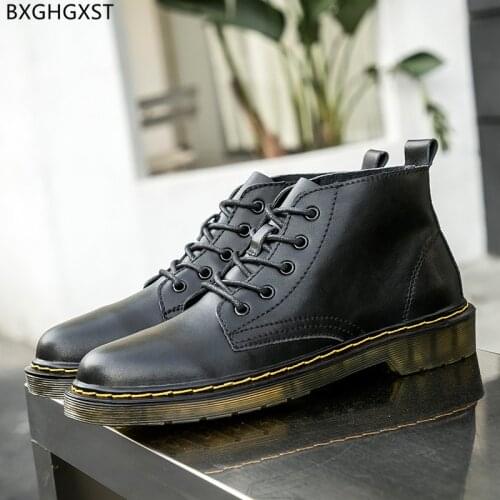 Black Martin Boots Leather for Man 2021 Boots Men Ankle Boots for Men Male Designer Men Dress Shoes Chaussure Zapatos De Hombre