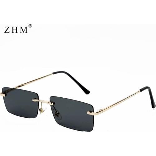 Personalized rectangular ladies sunglasses retro designer mens sunglasses frameless square polarized woman gradient glass UV400