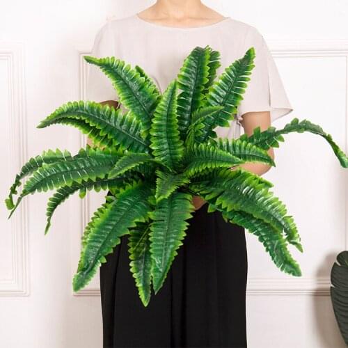 Artificial Persian Fern leaf Plants Wall Hanging Fake Lifelike Plastic floral Leave bouquet Wedding Background Garden Decoration