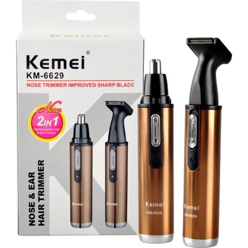 Kemei KM-6629 Electric Shaving 2 in 1 Nose Hair Trimmer Safe Face Care Shaving Trimmer For Nose Trimer