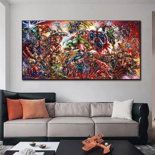 Classic Anime Marvel Characters Superhero Canvas Painting Printed on Canvas Kids Room Wall Art Posters and Prints Hoom Decor
