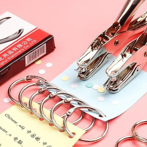 100PCS Metal Loose Leaf Book Binder Hinged Ring Keychain Album Ring Scrapbook Binder Send Hole Punch19mm25mm Loose-leaf circle