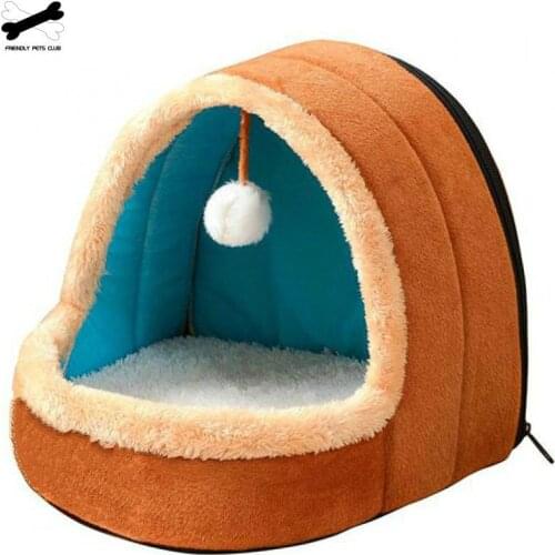 Pet Dog Cat Bed Puppy House With Toy Ball Warm Soft Pet Cushion Dog Kennel Cat Castle For Drop Shipping