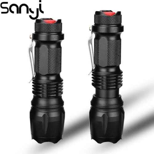 SANYI 3 Modes Mini Flashlight Torch by 1*AA or 1*14500 Battery Zoom Portable Lantern Working Lighting