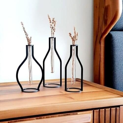 Thorqtech 3 Pcs Set Decorative Metal Vintage Vase
