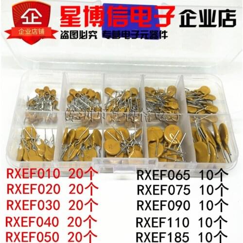10values=150pcs RXEF010-185 0.1A-1.85A 72V PPTC Resettable Fuse Kit Self-recovery Fuses Assorted Packs