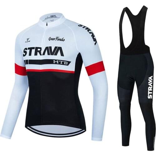 2022 New STRAVA Spring Autumn Mens Long Sleeve Cycling Jersey Set Mountian Bicycle Clothes Wear Ropa Ciclismo Racing Bike Set
