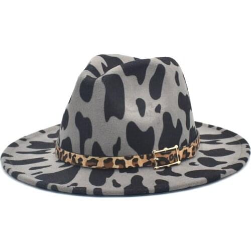 New Classic Gray Cow Fedoras Women Wool Felt Khaki Jazz Caps Men Wide Brim Cowboy Hat Dropshipping NN7