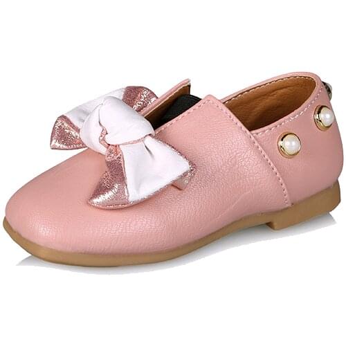 2020 Autumn New Girls Princess Bowknot Shoes Pearl Mary Janes Shoes Plaid Kids Flats Child Dress Shoes Baby Toddlers