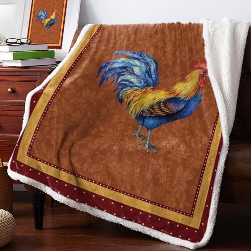 Farm Animal Rooster Wave Point Throw Blanket Soft Fleece Blankets Winter Blanket Portable Picnic Blankets Bedclothes