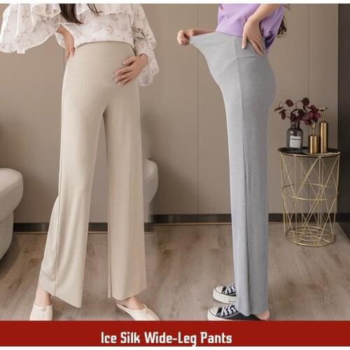 Ice Silk Womens Maternity Clothes Pregnant Romper Solid Color Fashion External Wear Prop Belly Abdominal Pants During Pregnancy