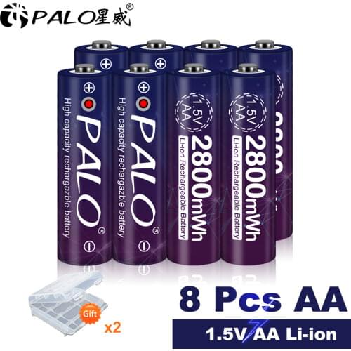 PALO Stable voltage 2800mWh AA Batteries 1.5V AA Rechargeable Battery 1.5V Lithium Li-ion AA polymer battery for camera ect