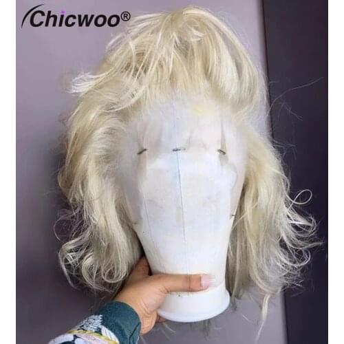 Platinum Blonde Lace Front Human Hair Wig Pre Plucked Brazilian Virgin Hair HD Transparent Body Wave Lace Front Human Hair Wig