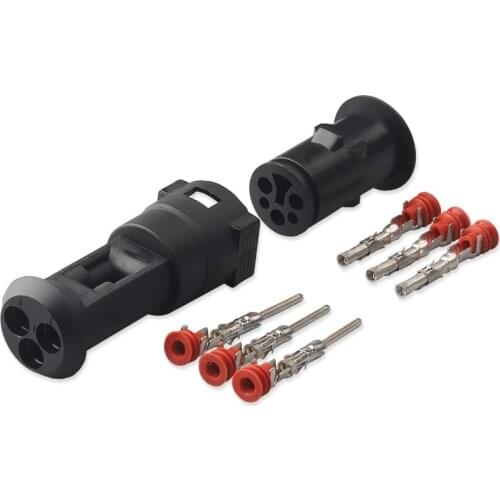 200 sets black 1.5 series 1-926554-1 tyco 3 pin way male female auto waterproof connector plug round sheath DJ3031-1.5-11/21