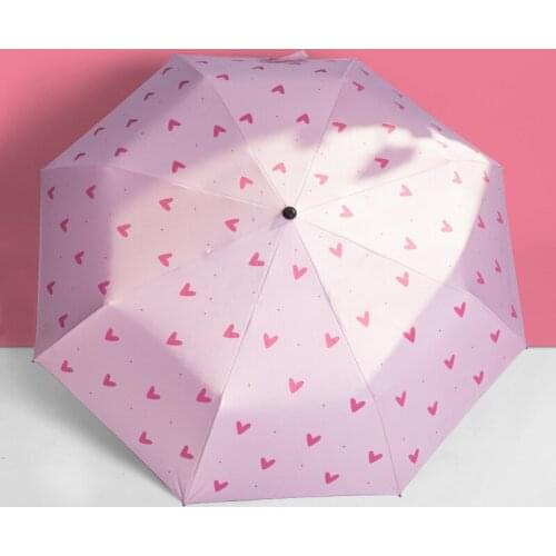 Three-folding black coating sunscreen anti-ultraviolet sunny and rainy dual-use windproof strong umbrella pink women umbrella