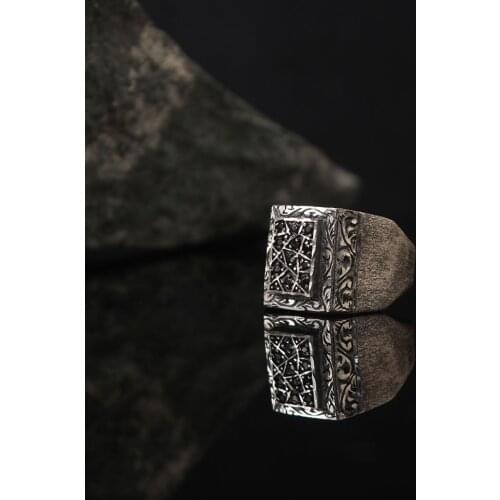 Dark Red Zircone Traditional Turkish 925 Sterling Silver Special Handmade Signet Rings Jewelry Gift From Turkey for Women Men