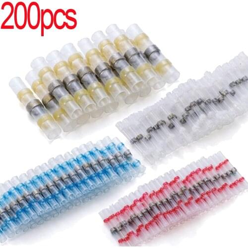 200/100pcs Heat Shrink Soldering Sleeve Terminals Insulated Waterproof Butt Connectors Kit Electrical Wire Soldered Terminals
