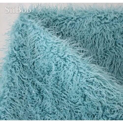 Light blue 5cm long pile Fake Mongolian fur fabric newborn baby photography props faux tibet sheep tissu free shipping SP4585