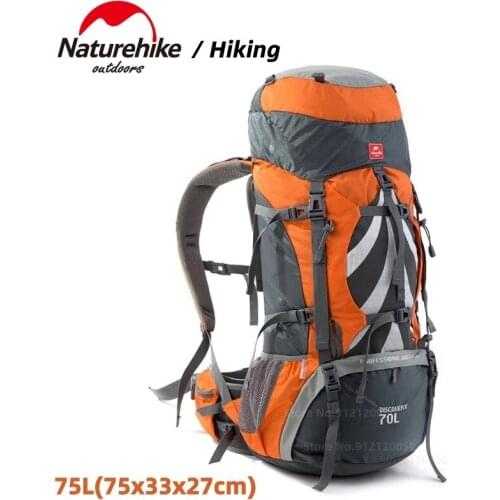 NatureHike 70L Outdoor Backpack Hiking Rucksack Nylon Waterproof Travel Camping Aluminium Alloy External Frame Sports Backpack