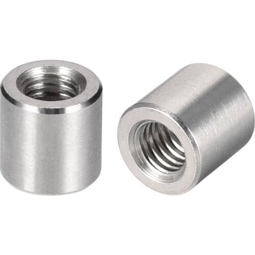 Uxcell 5Pcs M6x8/10/15/20/25/30mm Round Connector Nuts Height Sleeve Rod bar Stud Nut Stainless Steel 304 Fasteners Hardware