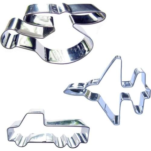 Helicopter, Pickup truck, Fightershaped 3pieces Stainless Steel Products Biscuit Dies, Cake Decoration Soft Candy Tools
