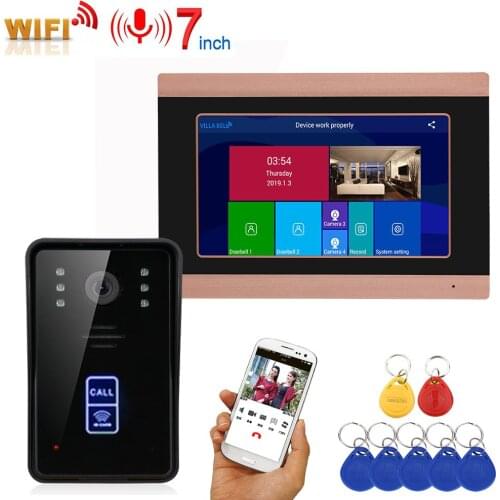 7inch Record Wireless Wifi RFID Video Door Phone Doorbell Intercom Entry System with IR-CUT 1080P Wired Camera Night Vision