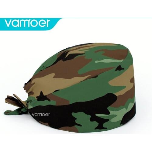 High quality Camouflage print head cap nurse medical long hair cap Pet veterinary hat nurse accessories scrub hat