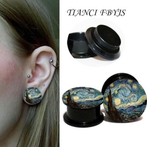 TIANCIFBYJS2pcs/lot Retail Acrylic Black Screw ear plugs Internally flesh tunnel summer Woman ear gauges stretcher piercing body