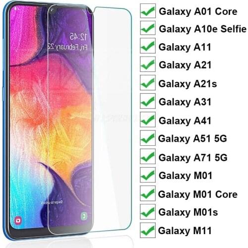 Tempered Glass For Samsung Galaxy M01 S Core M11 Protective Glass For Galaxy A71 A51 A41 A31 A21s A21 A11 A01 Core A10e Selfie
