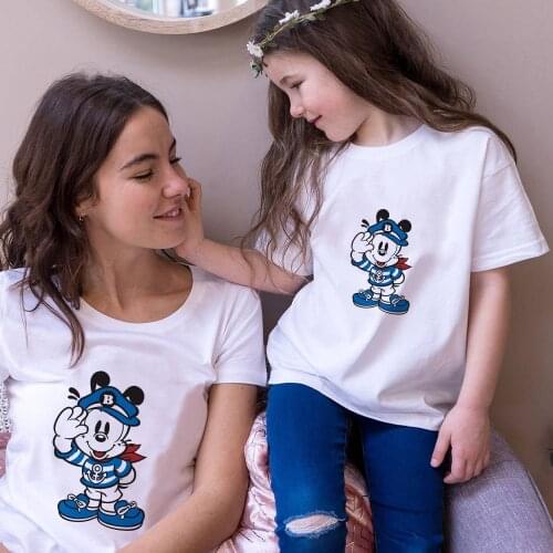 New Arrive Mickey Mouse T Shirt For Family Mommy And Me Tshirt Short Sleeve Women Baby Girls T-shirts Family Matching Clothes