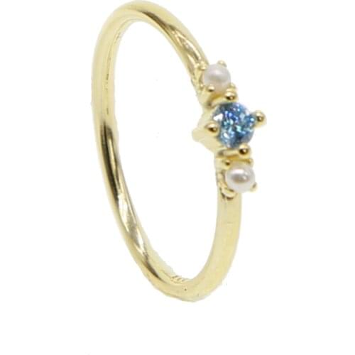 High quality delicate 925 Sterling Silver four claws blue stone Pearl ring elegant purple CZ ring women fashion wedding Jewelry