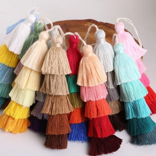 1pc 5 Layered Cotton Silk Tassel 15cm Long Satin Tassel For Keychain Straps Jewelry Fiber Fringe DIY Charms Pendant