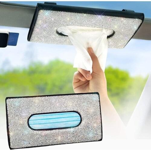 1 Pcs Crystal Car Tissue Box Towel Sets Car Sun Visor Tissue Box Holder Auto Interior Storage Decoration For BMW Car Accessories