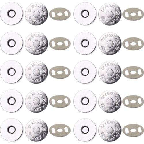 34YF 10 Sets Magnetic Button Bag Clasp Snaps Metal Fastener Sewing Craft DIY 14/18mm