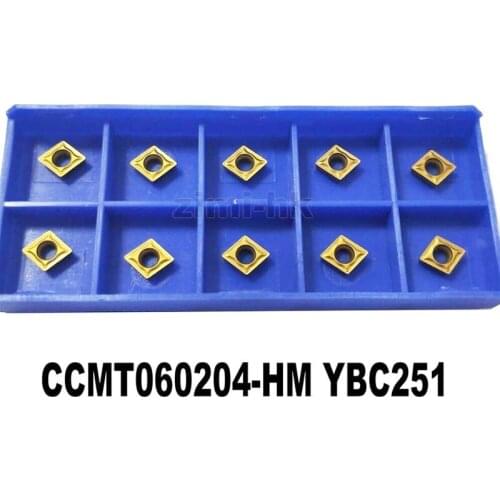 10pcs CCMT060204-HM YBC251 CCMT21.51-HM YBC251 Carbide Inserts For CNC Lathe Turning Inner hole External Tools