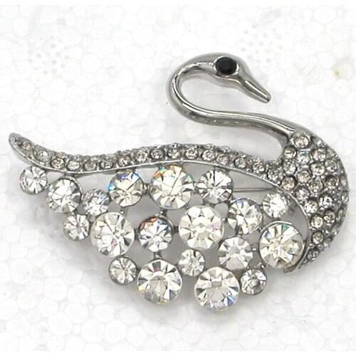 12pcs/lot Wholesale Fashion Brooch Rhinestone Swan Pin brooches C102094