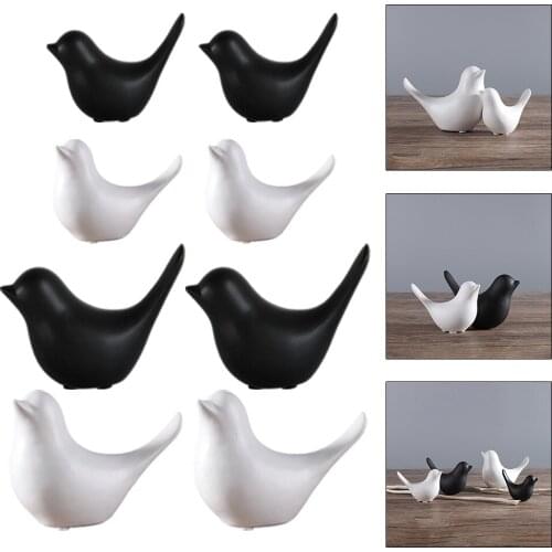 2 Pieces Nordic Cute Ceramic Bird Figurines Art Sculptures Bedroom Ornaments