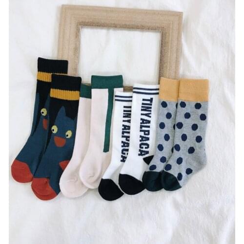 EnkeliBB 2019 Fashion Kids Tube Socks Fall Winter Toddler Girls Boys Wolf and Rita Design Cotton Socks Baby Brand Polka Dot Sock
