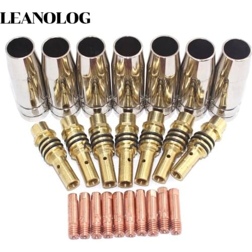 30pcs 15AK Binzel torch/gun consumables electrode and Stainless steel protective cover and link rod tips for MIG welding machine