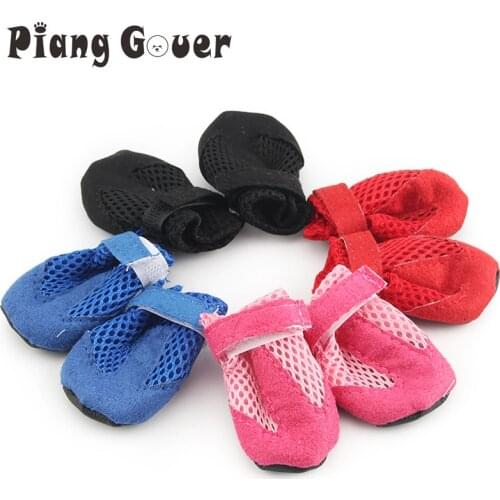 4pcs/set Pet Shoes For Dogs Breathable Mesh Puppies Non-slip Sneakers Pet Boots Dog Shoes
