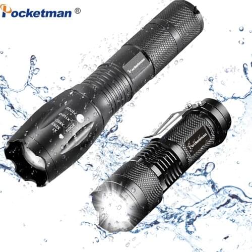 Promotion!LED Tactical Flashlight Q5 2000LM + 3800LM LED flashlight T6 Zoomable linternas LED Torch Ultra Bright Light
